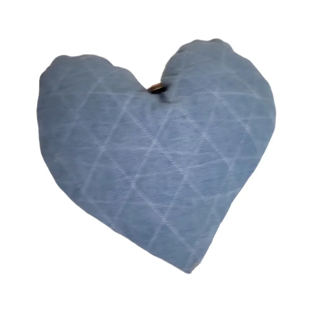 Argyle Quilt Heart Pillow Denim Blue